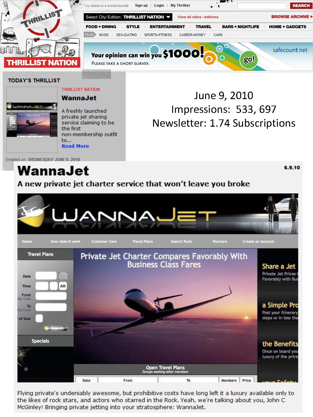 WannaJet Launches TODAY in New York: First Media Debut on Thrillist! (Travel PR)