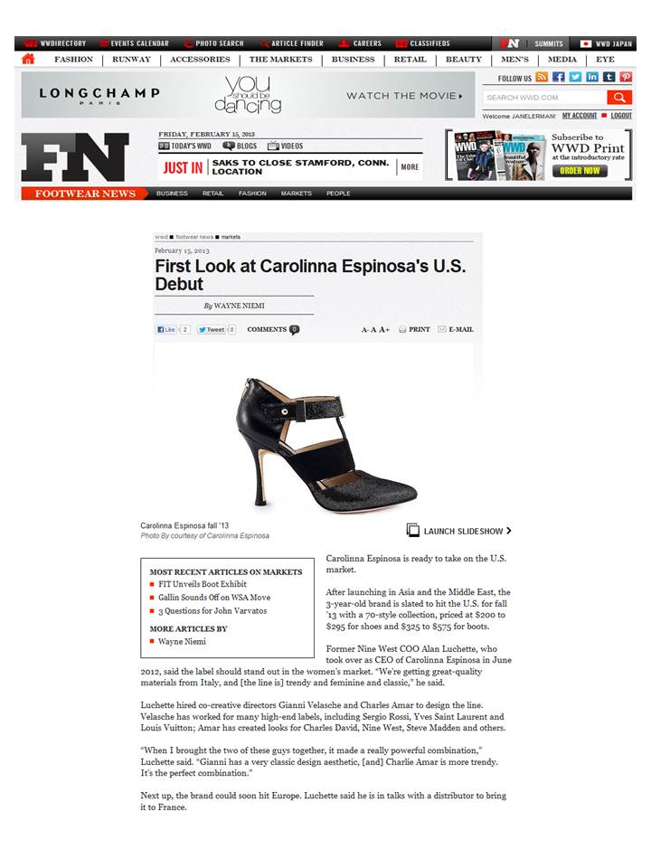 WWD Footwear News - Carolinna Espinosa