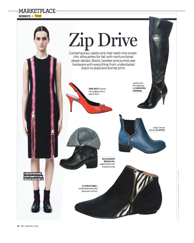 Carolina Espinosa Over-the-knee boots featured by Footwear News Magazine, February 10, 2014