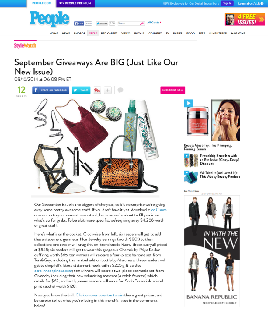 NYC Fashion PR Agency secures coverage in People StyleWatch LER